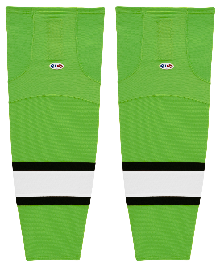 Athletic Knit (AK) HS2100-107 Lime Green/Black/White Mesh Ice Hockey Socks - PSH Sports