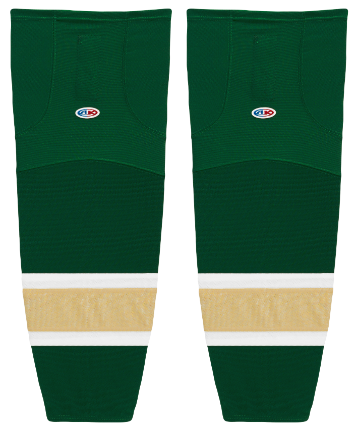 Athletic Knit (AK) HS2100-262 Dark Green/White/Vegas Gold Mesh Ice Hockey Socks - PSH Sports