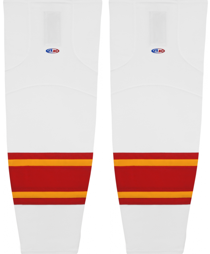 Athletic Knit (AK) HS2100-472 2021 Calgary Flames White Mesh Ice Hockey Socks - PSH Sports