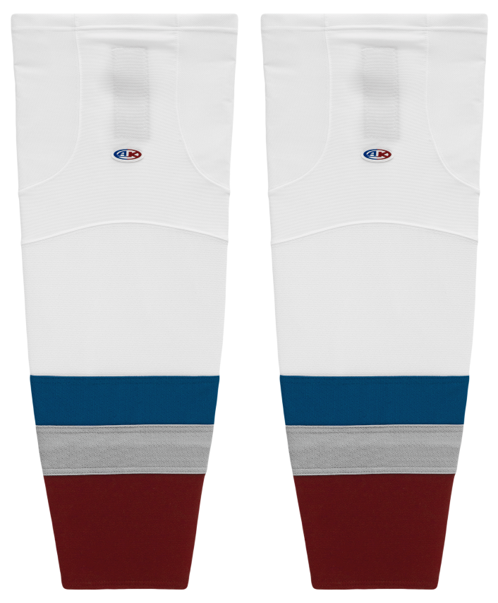 Athletic Knit (AK) HS2100-805 2011 Colorado Avalanche White Mesh Ice Hockey Socks - PSH Sports