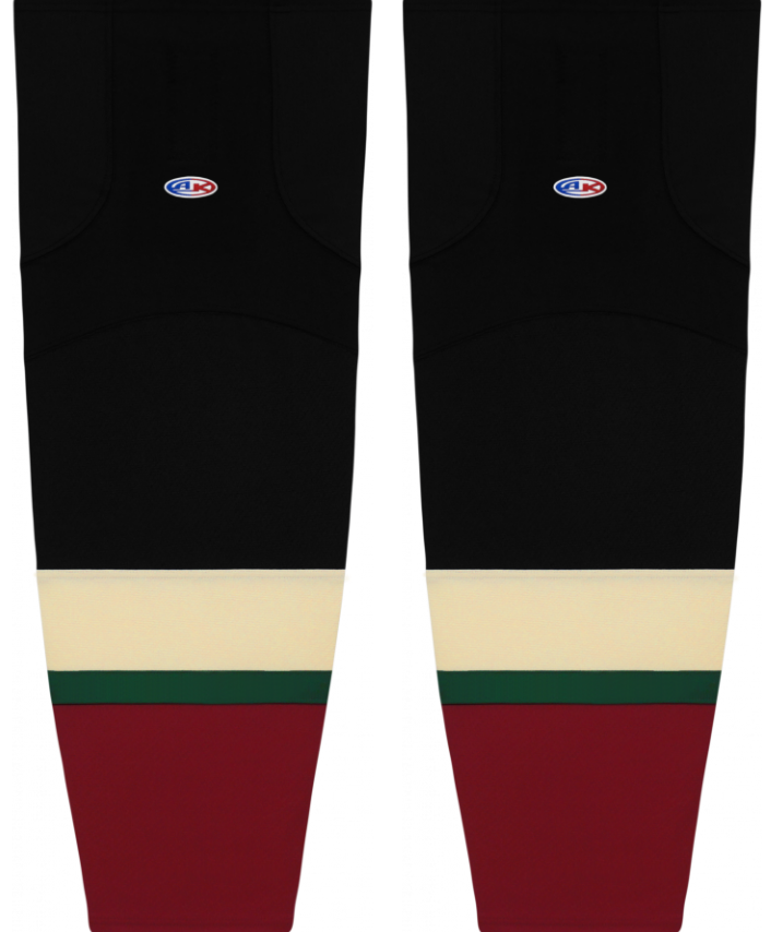 Athletic Knit (AK) HS2100-825 2018 Arizona Coyotes Kachina Black Mesh Ice Hockey Socks - PSH Sports