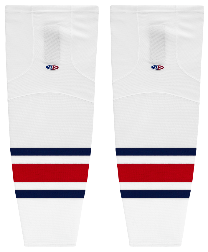 Athletic Knit (AK) HS2100-891 2010 Columbus Blue Jackets White Mesh Ice Hockey Socks - PSH Sports