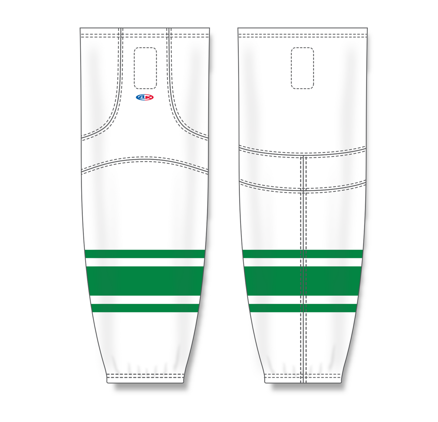 Athletic Knit (AK) HS2100 White/Kelly Green Mesh Cut & Sew Ice Hockey Socks - PSH Sports