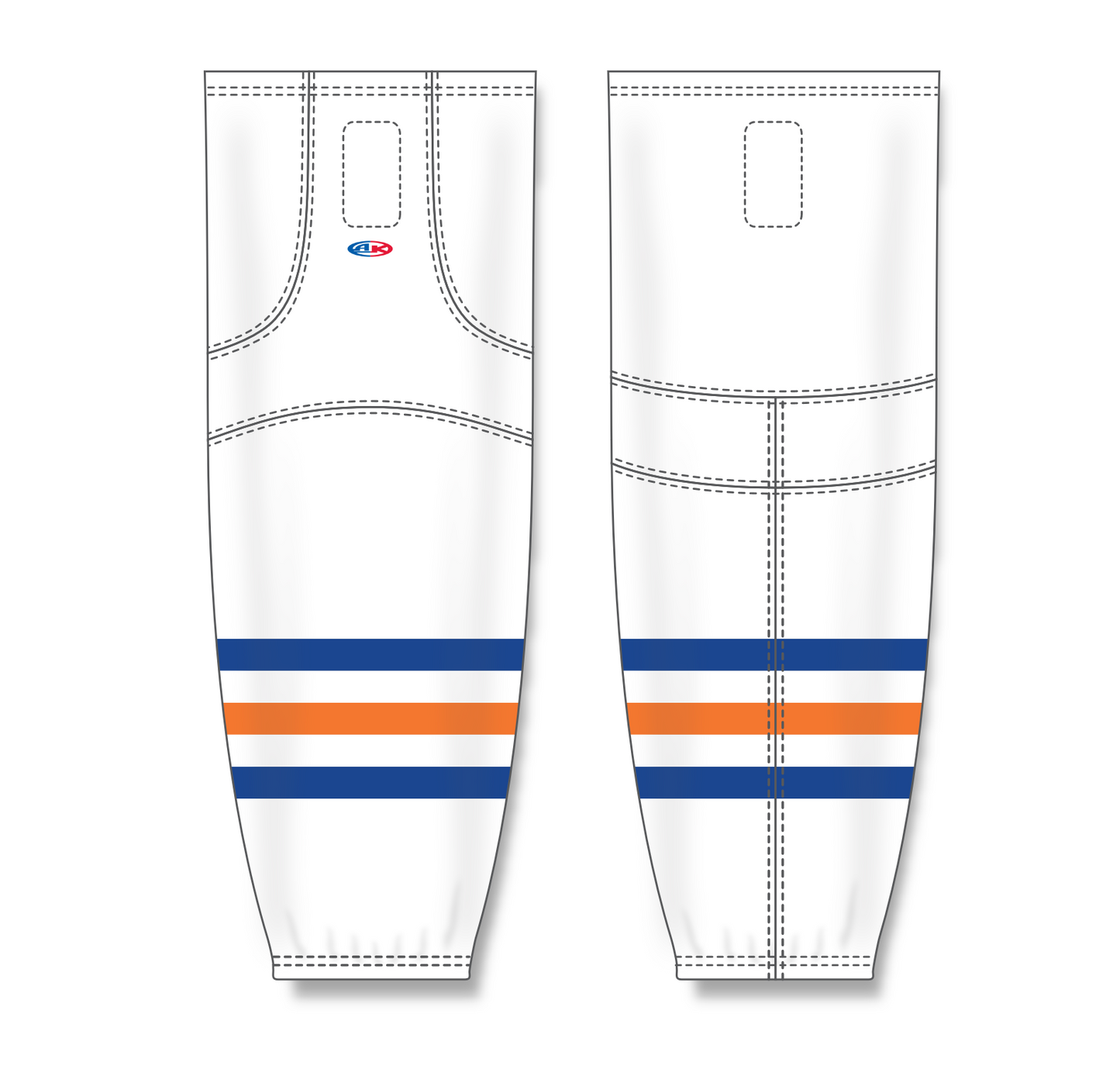 Athletic Knit (AK) HS2100 Edmonton Oilers White Mesh Cut & Sew Ice Hockey Socks - PSH Sports