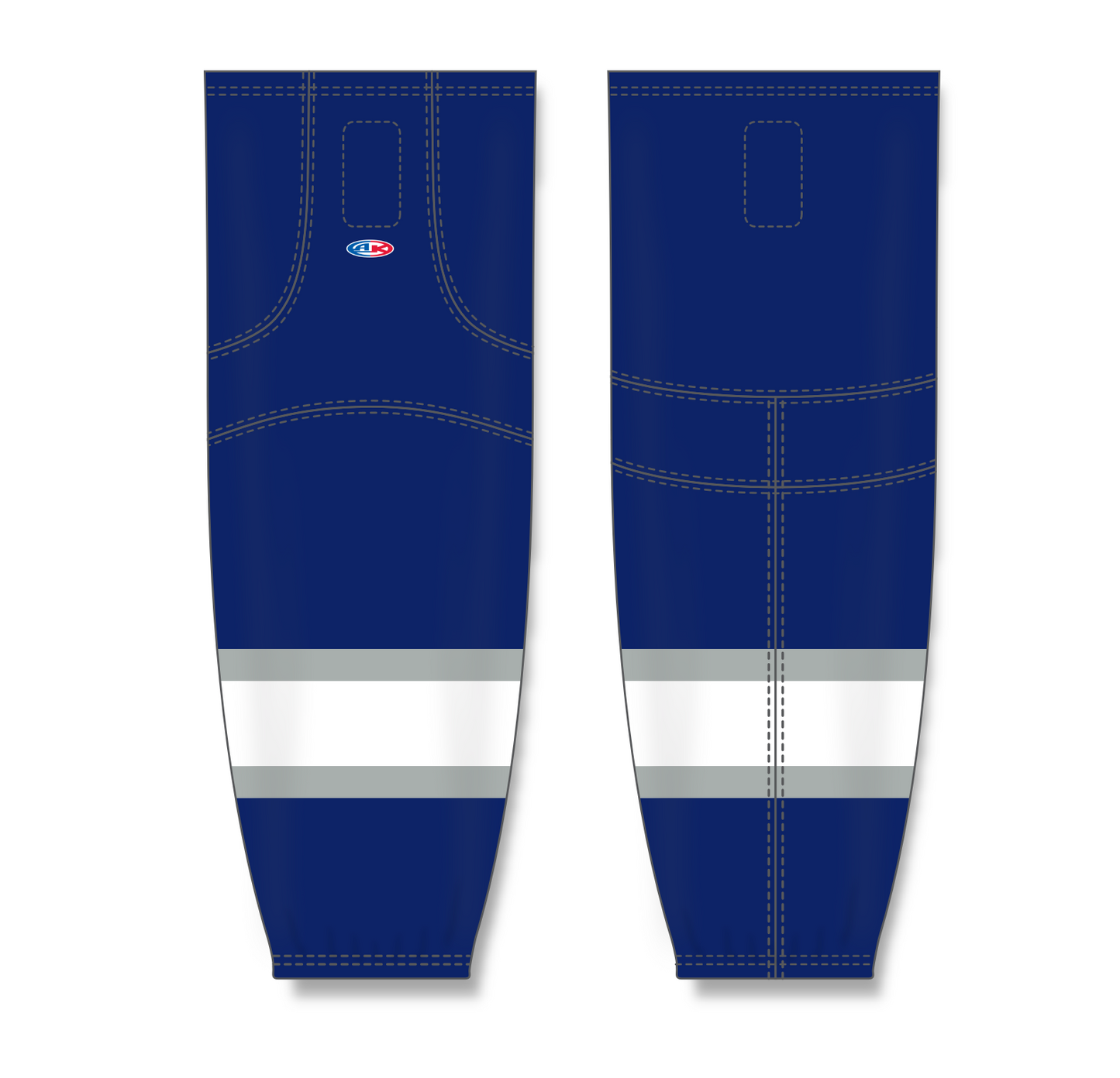 Athletic Knit (AK) HS2100 2002 Edmonton Oilers Third Navy Mesh Cut & Sew Ice Hockey Socks - PSH Sports