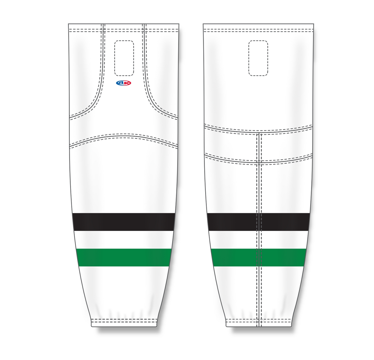 Athletic Knit (AK) HS2100 2013 Dallas Stars White Mesh Cut & Sew Ice Hockey Socks - PSH Sports