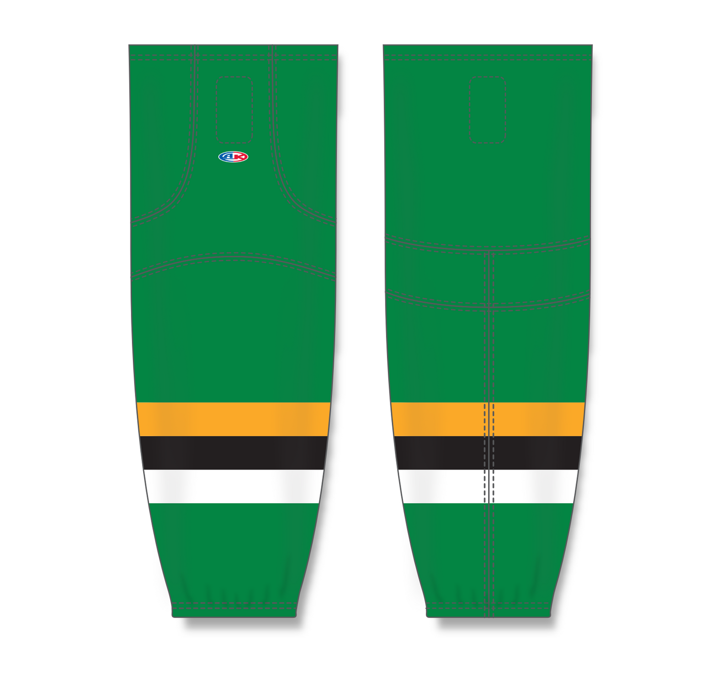 Athletic Knit (AK) HS2100 Minnesota North Stars Kelly Green with Black Stripe Mesh Cut & Sew Ice Hockey Socks - PSH Sports