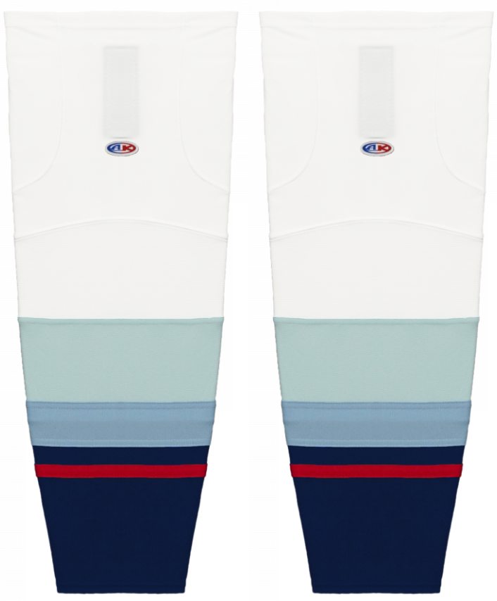 Athletic Knit (AK) HS2100-501 2021 Seattle Kraken White Mesh Ice Hockey Socks - PSH Sports