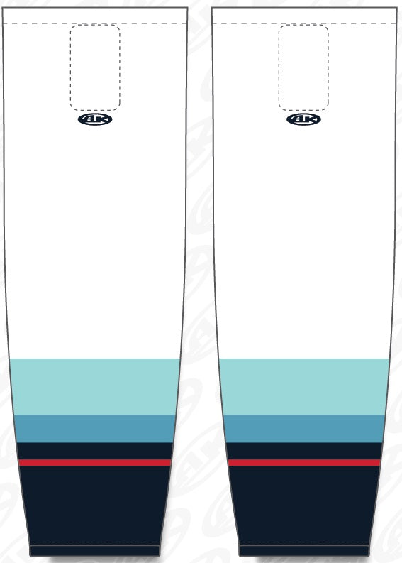 Athletic Knit (AK) HS2100-501 2021 Seattle Kraken White Mesh Ice Hockey Socks - PSH Sports