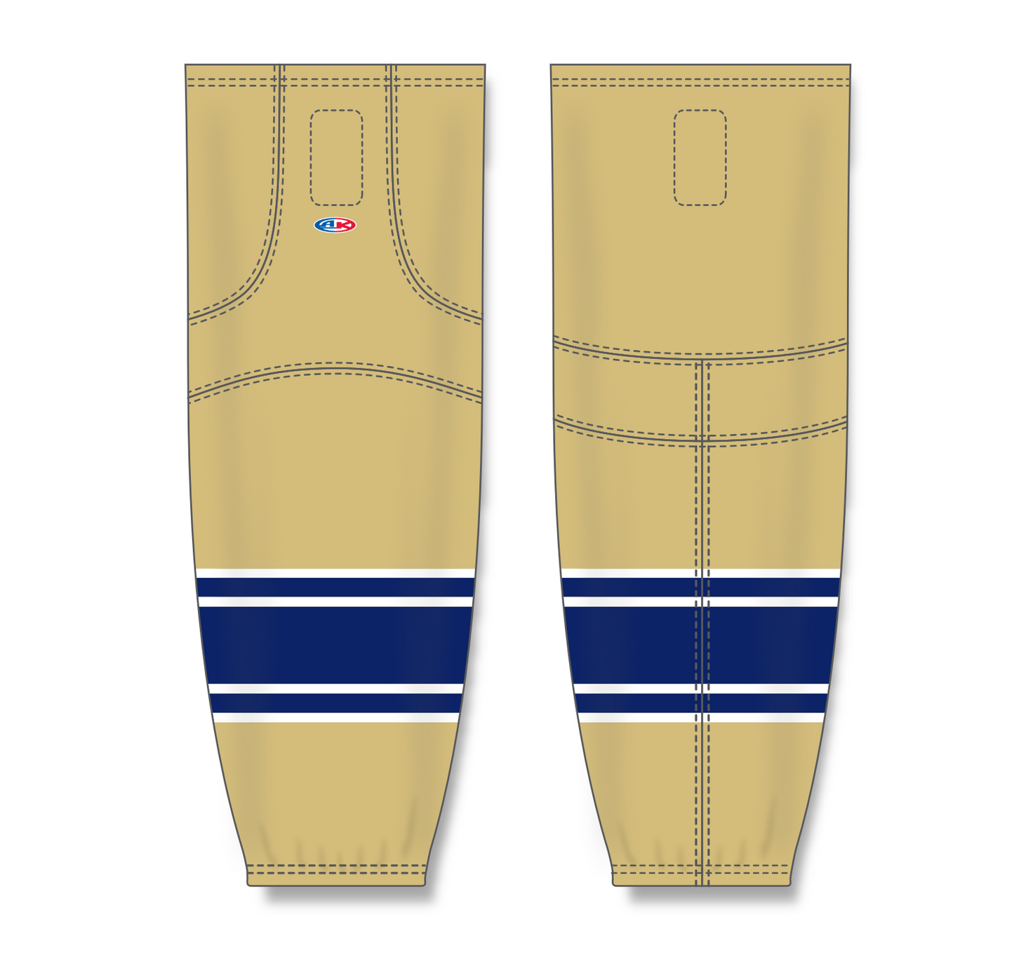 Athletic Knit (AK) HS2100 University of Notre Dame Fighting Irish Vegas Gold Mesh Cut & Sew Ice Hockey Socks - PSH Sports