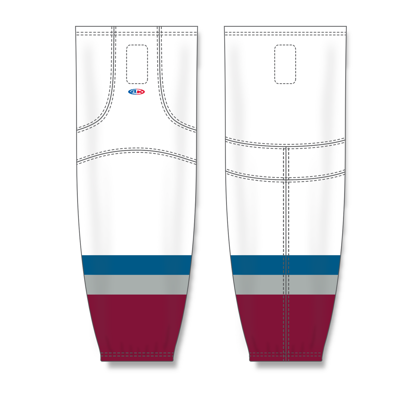 Athletic Knit (AK) HS2100 2011 Colorado Avalanche White Mesh Cut & Sew Ice Hockey Socks - PSH Sports
