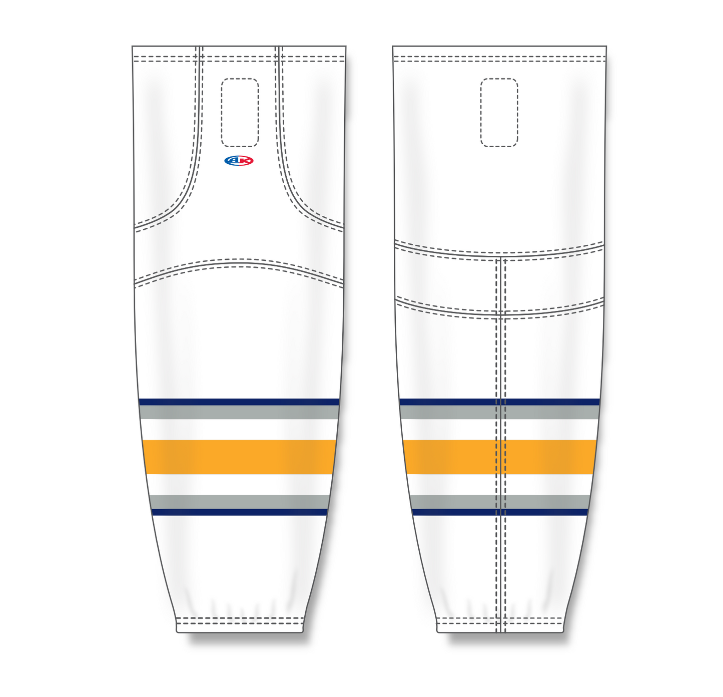 Athletic Knit (AK) HS2100 2009 Buffalo Sabres Third White Mesh Cut & Sew Ice Hockey Socks - PSH Sports