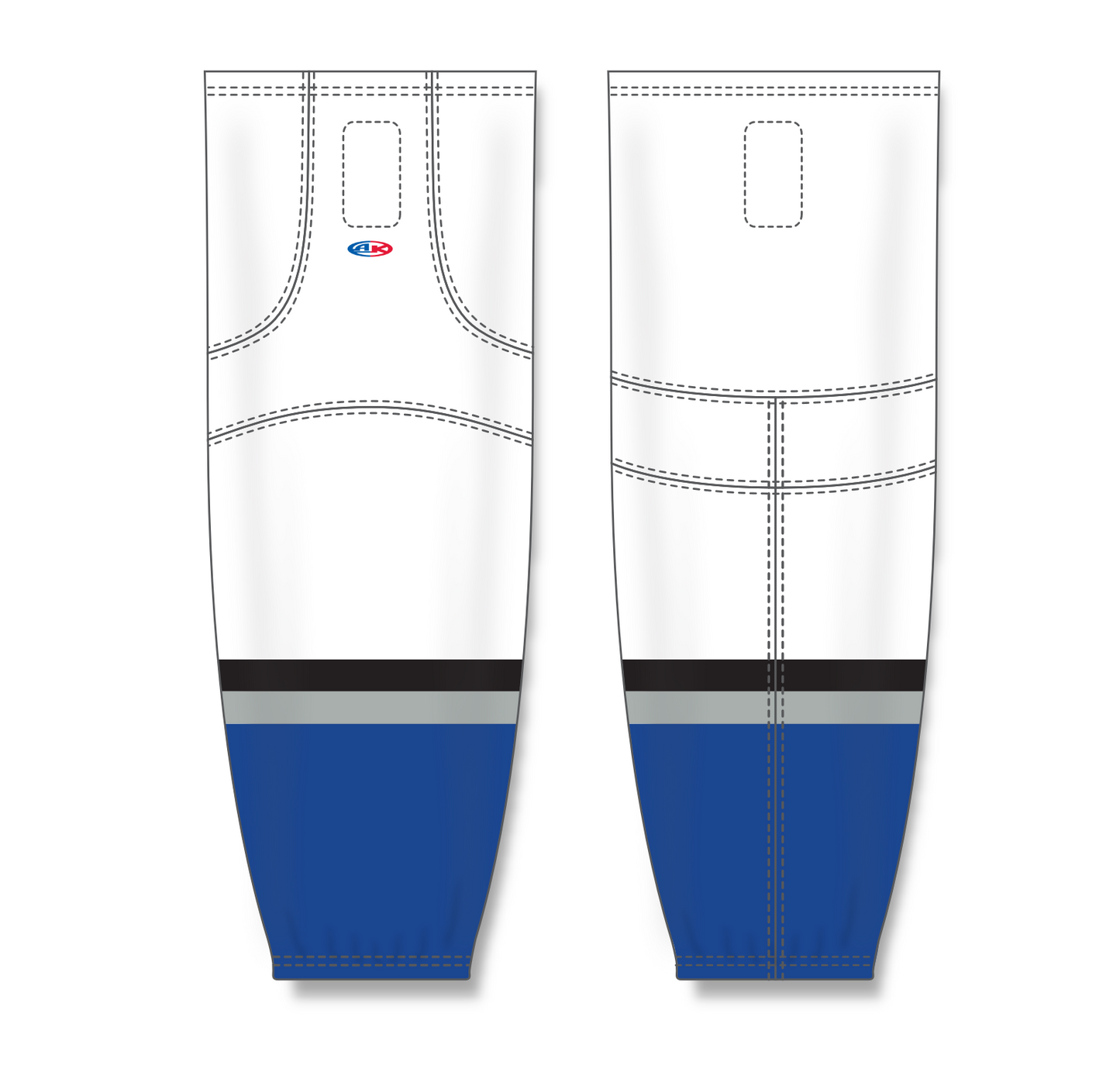 Athletic Knit (AK) HS2100 2009 Tampa Bay Lightning Third White Mesh Cut & Sew Ice Hockey Socks - PSH Sports