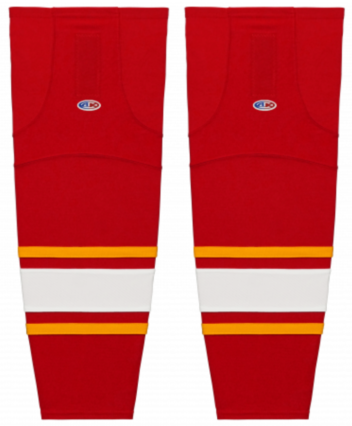 Athletic Knit (AK) HS2100-885 Vintage Calgary Flames Red Mesh Ice Hockey Socks - PSH Sports
