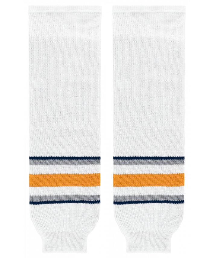 Athletic Knit (AK) HS630-811 2009 Buffalo Sabres Third White Knit Ice Hockey Socks - PSH Sports
