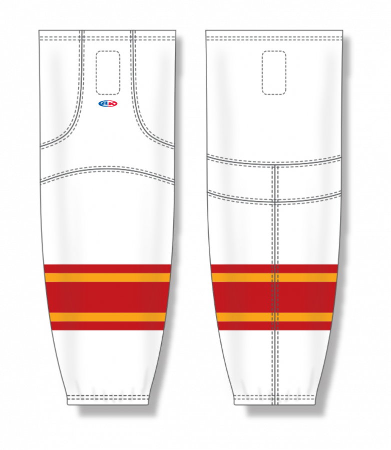 Athletic Knit (AK) HS2100-472 2021 Calgary Flames White Mesh Ice Hockey Socks - PSH Sports