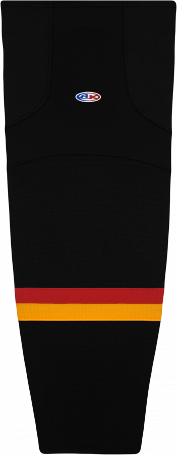 Athletic Knit (AK) HS2100-894 2021 Calgary Flames Reverse Retro Black Mesh Ice Hockey Socks - PSH Sports