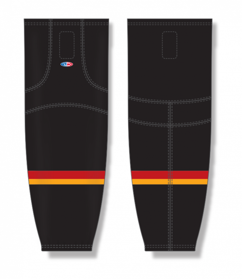 Athletic Knit (AK) HS2100-894 2021 Calgary Flames Reverse Retro Black Mesh Ice Hockey Socks - PSH Sports