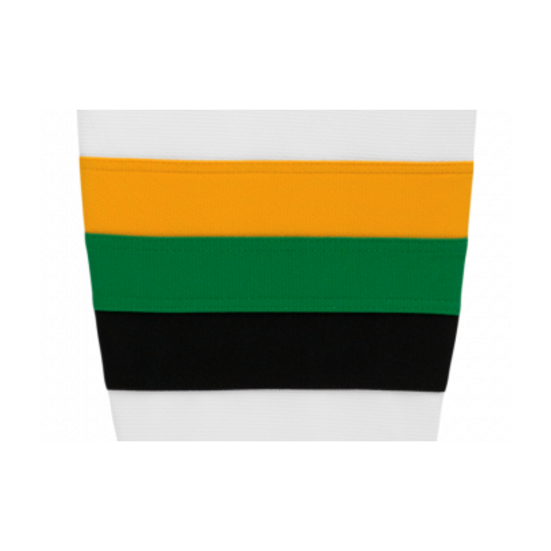Athletic Knit (AK) HS2100-407 Minnesota North Stars White with Black Stripe Mesh Ice Hockey Socks - PSH Sports
