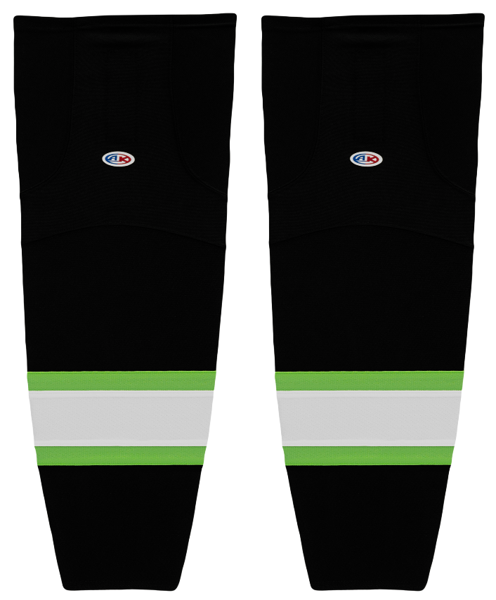 Athletic Knit (AK) HS2100-247 Black/Lime Green/White Mesh Ice Hockey Socks - PSH Sports
