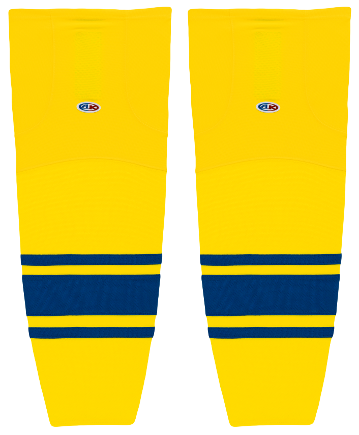 Athletic Knit (AK) HS2100-257 Maize/Royal Blue Mesh Ice Hockey Socks - PSH Sports