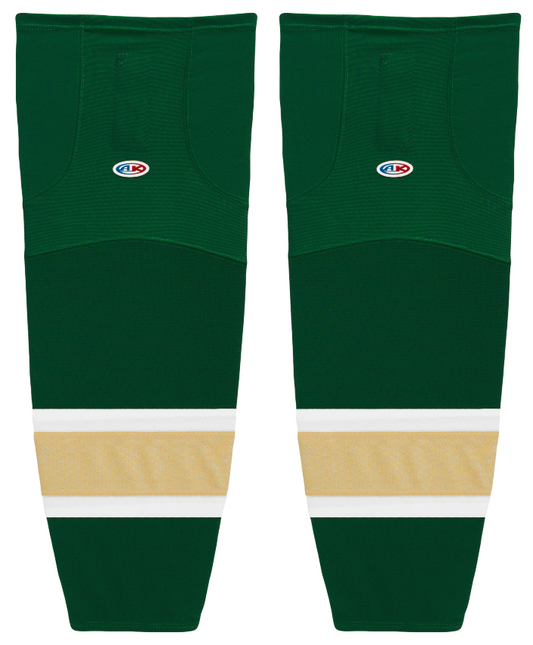 Athletic Knit (AK) HS2100-262 Dark Green/White/Vegas Gold Mesh Ice Hockey Socks - PSH Sports