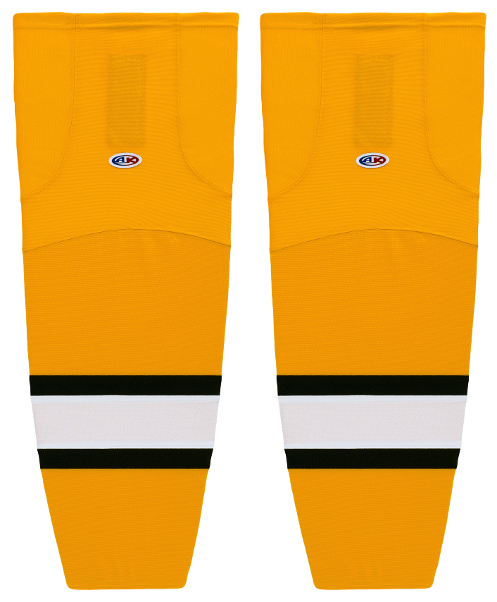 Athletic Knit (AK) HS2100-329 Gold/White/Black Mesh Ice Hockey Socks - PSH Sports