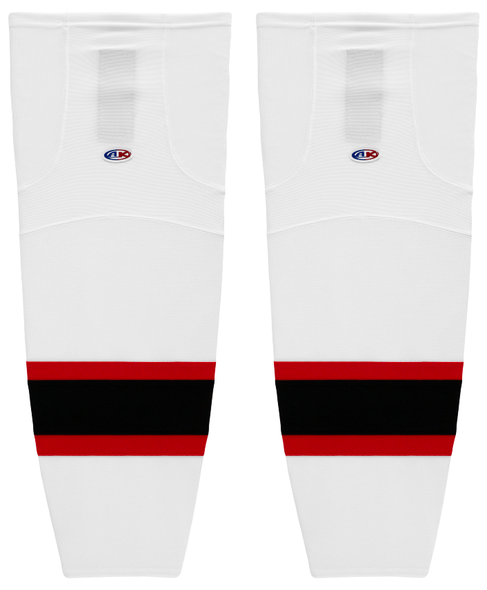 Athletic Knit (AK) HS2100-367 New Jersey Devils White Mesh Ice Hockey Socks - PSH Sports