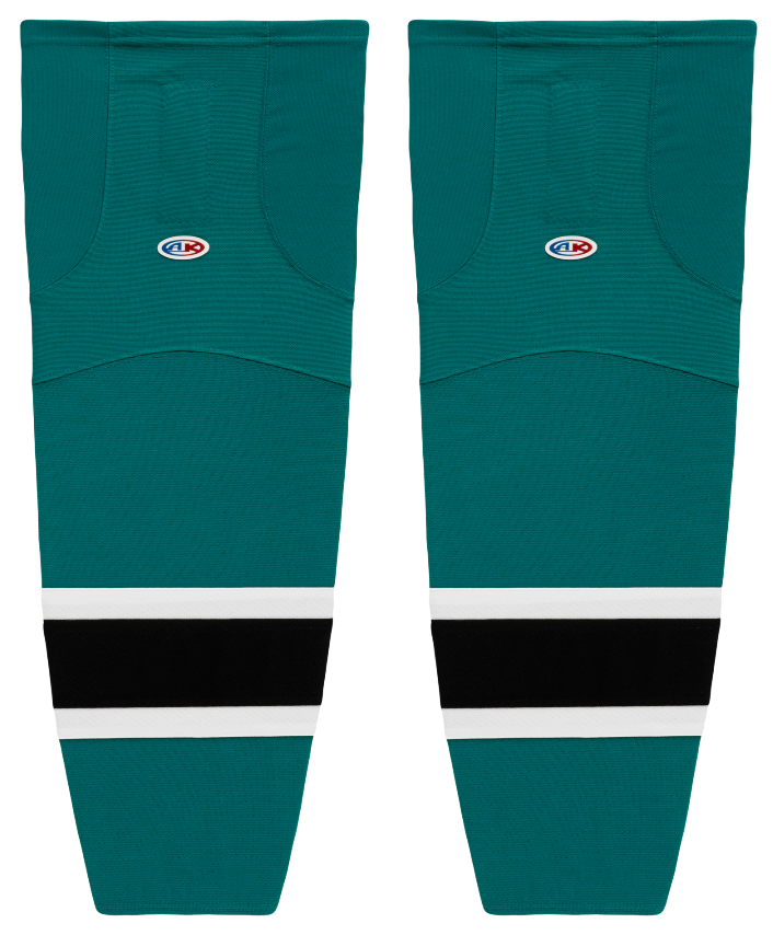 Athletic Knit (AK) HS2100-457 Pacific Teal/White/Black Mesh Ice Hockey Socks - PSH Sports