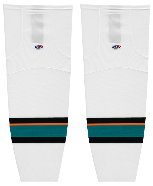 Athletic Knit (AK) HS2100-467 2013 San Jose Sharks White Mesh Ice Hockey Socks - PSH Sports