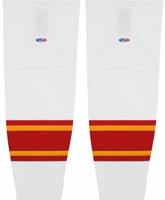 Athletic Knit (AK) HS2100-472 2021 Calgary Flames White Mesh Ice Hockey Socks - PSH Sports