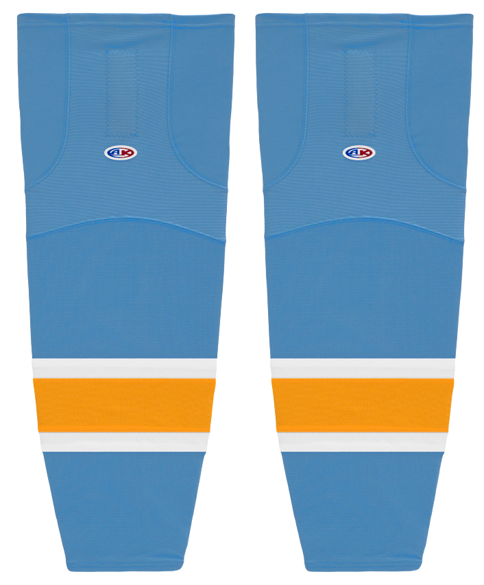Athletic Knit (AK) HS2100-473 Sky Blue/White/Gold Mesh Ice Hockey Socks - PSH Sports