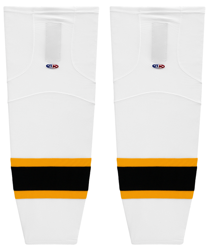Athletic Knit (AK) HS2100-499 2007 Boston Bruins White Mesh Ice Hockey Socks - PSH Sports