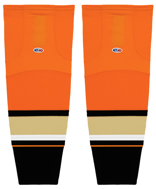 Athletic Knit (AK) HS2100-538 2014 Anaheim Ducks Orange/Black Mesh Ice Hockey Socks - PSH Sports