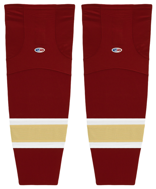 Athletic Knit (AK) HS2100-542 AV Red/White/Vegas Gold Mesh Ice Hockey Socks - PSH Sports