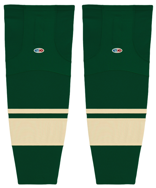 Athletic Knit (AK) HS2100-563 2009 Minnesota Wild Third Dark Green Mesh Ice Hockey Socks - PSH Sports