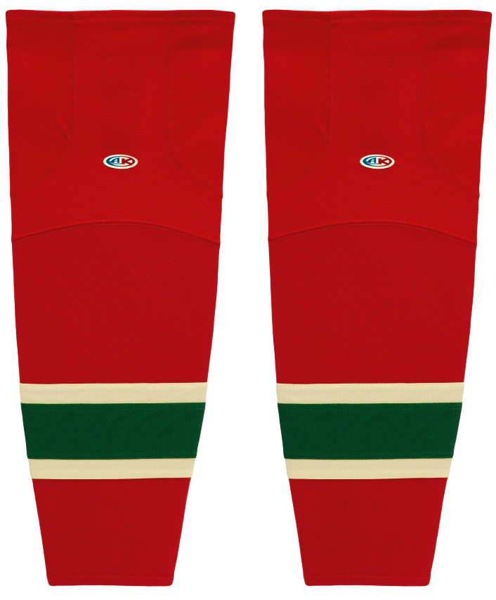 Athletic Knit (AK) HS2100-564 2007 Minnesota Wild Red Mesh Ice Hockey Socks - PSH Sports