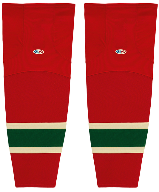 Athletic Knit (AK) HS2100-564 2007 Minnesota Wild Red Mesh Ice Hockey Socks - PSH Sports