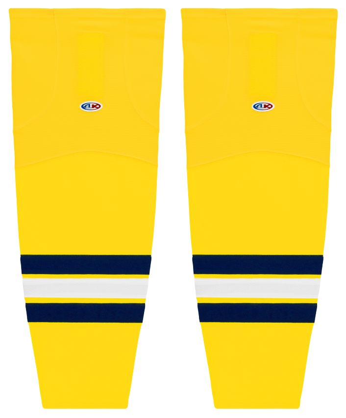 Athletic Knit (AK) HS2100-590 2011 University of Michigan Wolverines Maize Mesh Ice Hockey Socks - PSH Sports