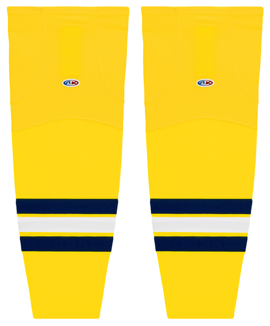 Athletic Knit (AK) HS2100-590 2011 University of Michigan Wolverines Maize Mesh Ice Hockey Socks - PSH Sports