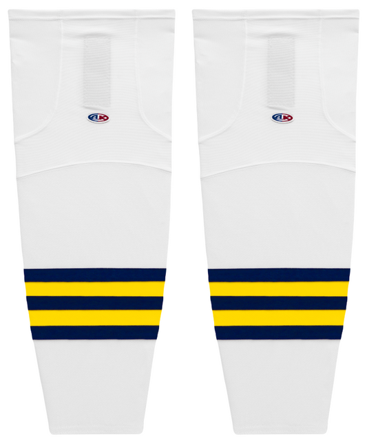 Athletic Knit (AK) HS2100-591 2011 University of Michigan Wolverines White Mesh Ice Hockey Socks - PSH Sports