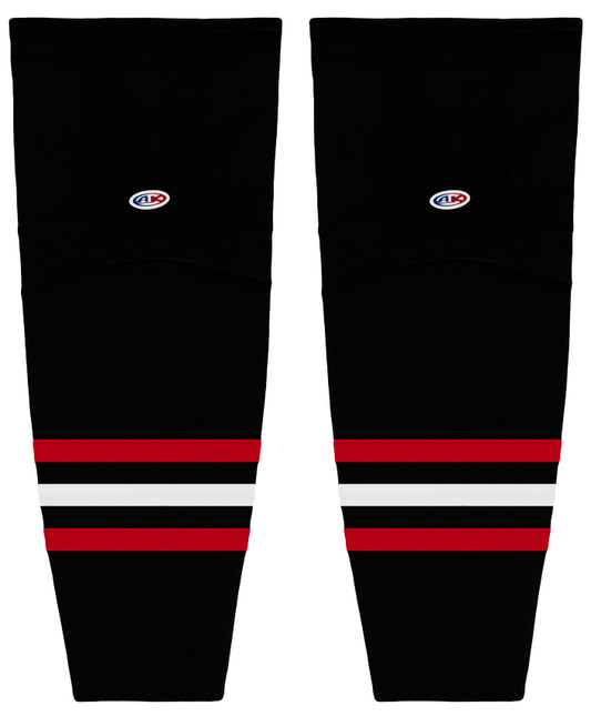 Athletic Knit (AK) HS2100-614 New Chicago Blackhawks Third Black Mesh Ice Hockey Socks - PSH Sports