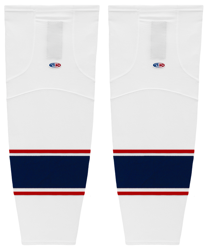 Athletic Knit (AK) HS2100-689 2017 Columbus Blue Jackets White Mesh Ice Hockey Socks - PSH Sports