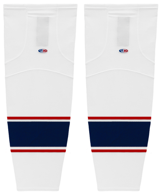 Athletic Knit (AK) HS2100-689 2017 Columbus Blue Jackets White Mesh Ice Hockey Socks - PSH Sports