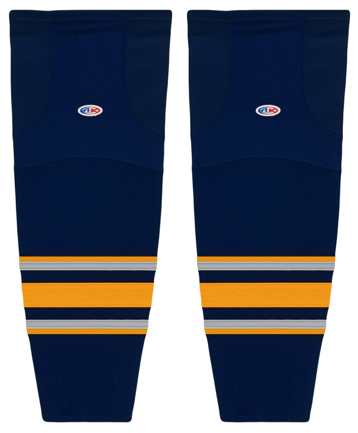 Athletic Knit (AK) HS2100-810 2009 Buffalo Sabres Third Navy Mesh Ice Hockey Socks - PSH Sports