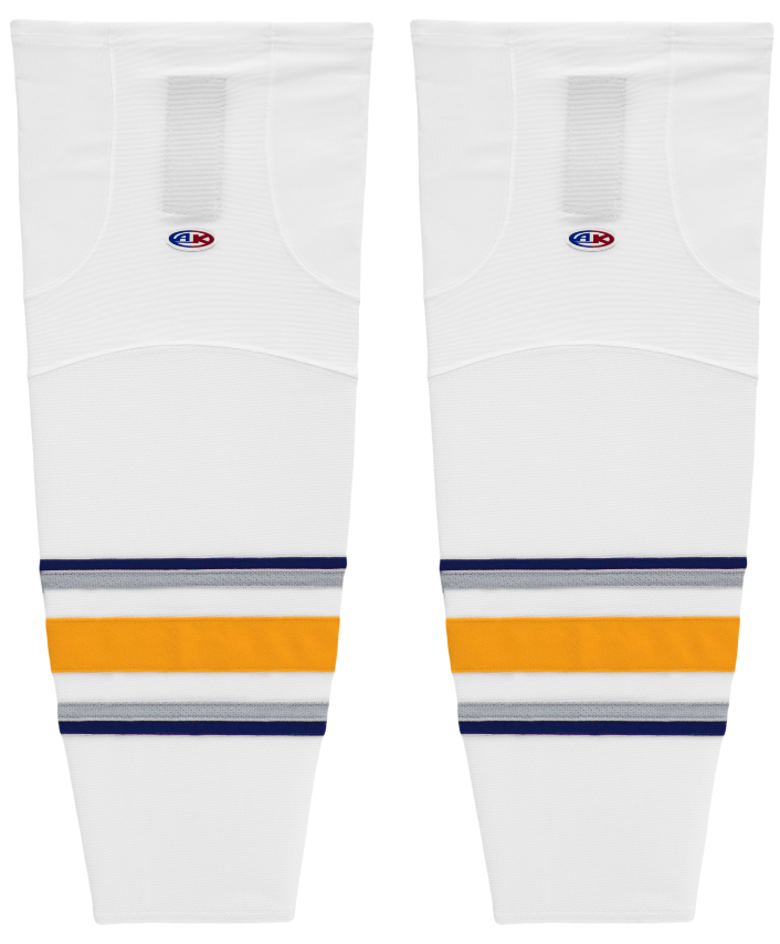 Athletic Knit (AK) HS2100-811 2009 Buffalo Sabres Third White Mesh Ice Hockey Socks - PSH Sports