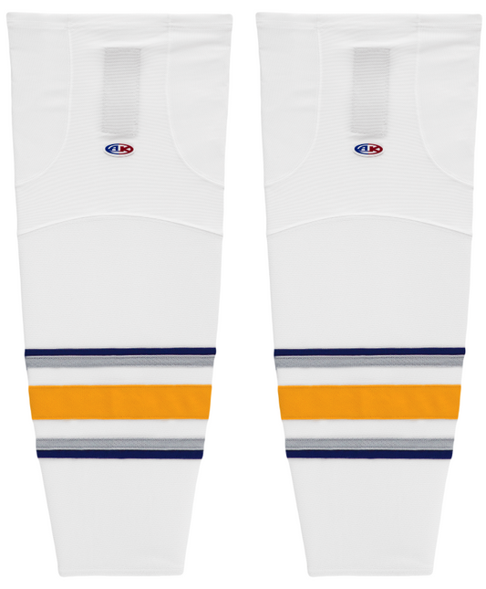 Athletic Knit (AK) HS2100-811 2009 Buffalo Sabres Third White Mesh Ice Hockey Socks - PSH Sports