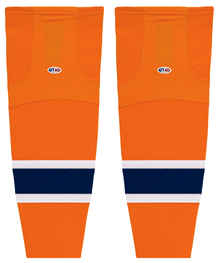 Athletic Knit (AK) HS2100-819 2015 Edmonton Oilers Third Orange Mesh Ice Hockey Socks - PSH Sports