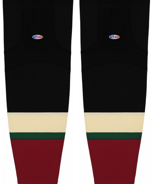 Athletic Knit (AK) HS2100-825 2018 Arizona Coyotes Kachina Black Mesh Ice Hockey Socks - PSH Sports