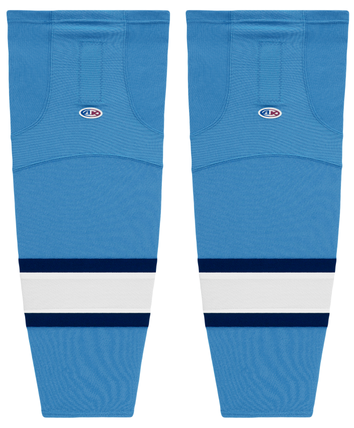 Athletic Knit (AK) HS2100-828 2008 Pittsburgh Penguins Third Sky Blue Mesh Ice Hockey Socks - PSH Sports